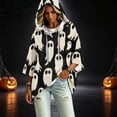 thumbnail image 3 of FGVCTG Halloween Sweatshirts for Women Drawstring 3/4 Sleeve Halloween Hoodie Ghost Graphic Spooky Oversized Pullover Hoodies Black M, 3 of 6
