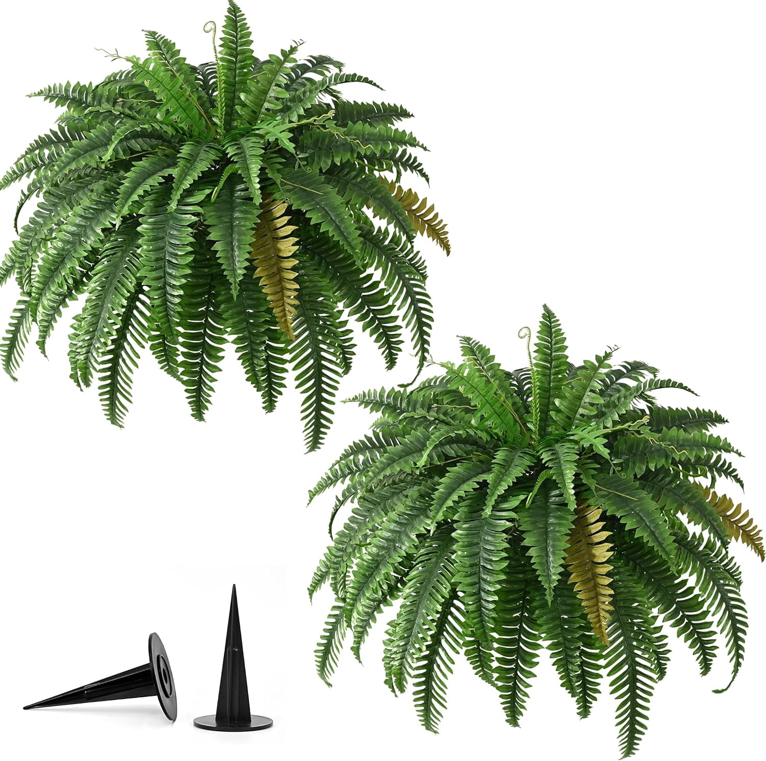 2PCS 45in Fake Ferns Large Artificial Plants Outdoor  Weatherproof Faux  Fern Realistic Hanging Decor for Porch Home Garden