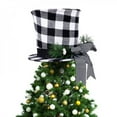 thumbnail image 2 of Clearance!!! Holiday Christmas Tree Topper Xmas Tree Ornaments Decoration Black and White Plaid Top Hat Christmas Treetop With Bow-knot Ribbon, 2 of 5
