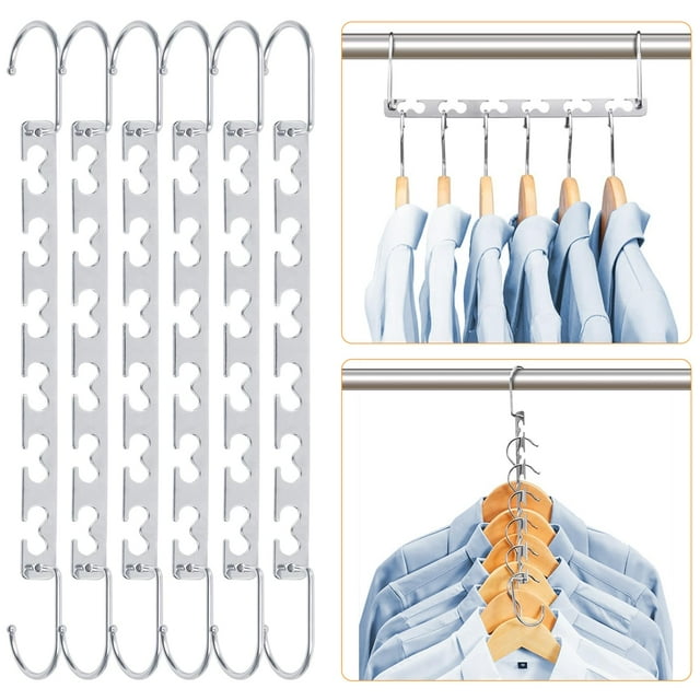 6 uds ropa mágica perchas de Metal resistentes organizador de armario percha para ahorrar espacio paquete de 6 perchas en cascada