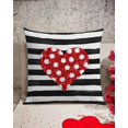 thumbnail image 5 of Valentine''s Day Pillow Cover 18x18 Inch - Sparkling Red Heart with Black & White Striped Design - Chic Romantic Cushion Case for Home, Sofa, and Couch Decor, 5 of 6