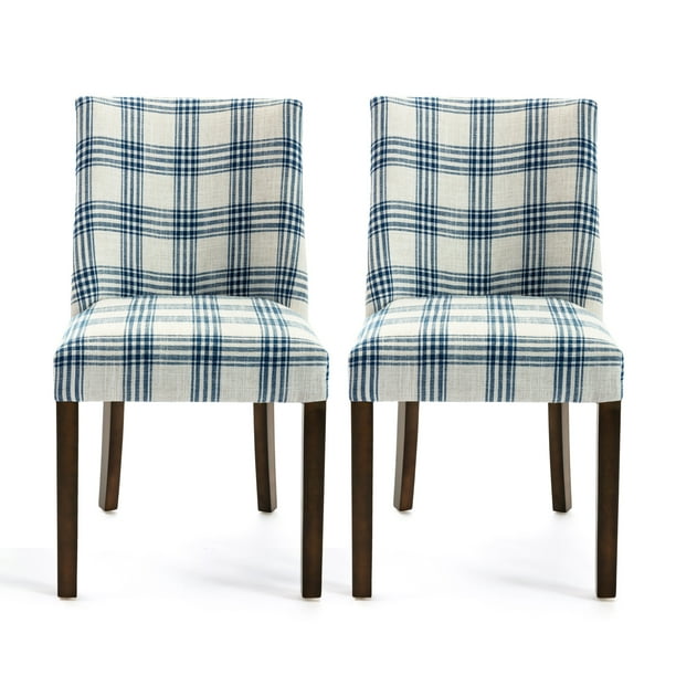 Noble House Harrison Contemporary, Blue Patterned Upholstered Dining Chairs