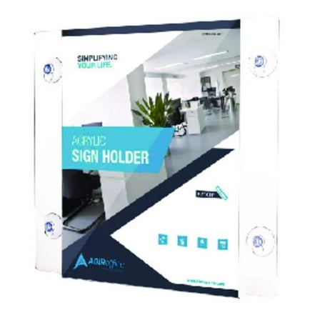 AdirOffice ALHI6398511WSH2 Clear Suction Acrylic Window Sign Holder, 8 x 11 in. - Pack of 2