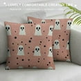thumbnail image 3 of PHYHOO Halloween Pillow Covers, Ghost Decoration Throw Pillow Covers Holiday Farmhouse Halloween Pillow Case Decor for Couch Sofa Intdoor Outdoor - Pink, 3 of 5