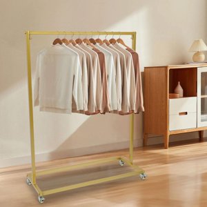 Heavy Duty Gold Clothes Rack Iron Garment Rack Clothes Hanger with Wheels