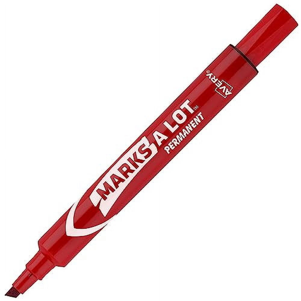 Avery® Marks-A-Lot® Permanent Markers, Chisel Tip, Red, Pack Of 12