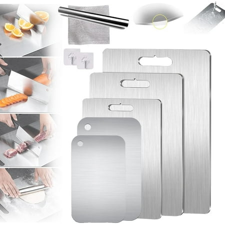 

Titanium Cutting Boards 100% Pure Titanium Cutting Boards for Kitchen Titanium Cutting Boards For Kitchen Stainless Steel Cutting Board Sided Food Grade Cutting Board Thickened (M+L)