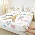 thumbnail image 3 of jejeloiu Eiffel Tower Queen Sheet Sets,Romance Theme Flat Sheet,Butterfly Dessert Heart Queen Fitted Sheet For Child,Ultra Soft Room Decorative,4pcs, 3 of 7