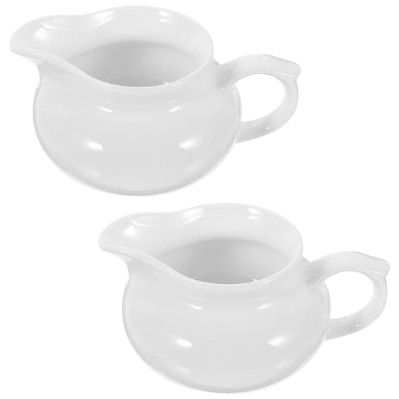 2 pcs Portable Gravy Boat White Gravy Dispenser Kitchen Sauce Dispenser Ceramic Sauce Boat with Handle
