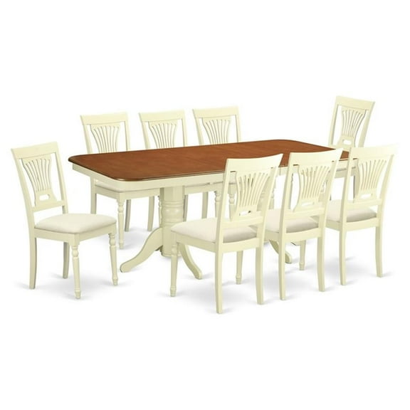 Pemberly Row 9-piece Wood Dinette Table Set in Buttermilk/Cherry