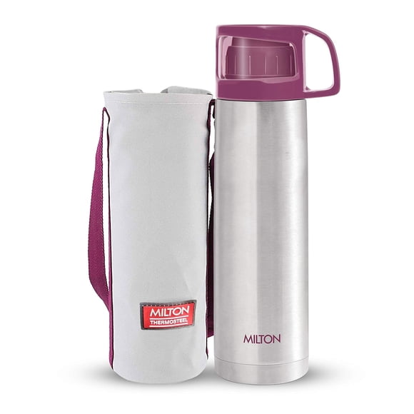 Glassy 750 Thermosteel Vacuum Insulated Flask With Drinking Cup Lid & Jacket - 750ml, Pink | Double Walled Travel Water Bottle - 24 Hours Hot & Cold | Easy To Carry, Rust Proof