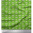 thumbnail image 1 of Soimoi Green Cotton Voile Fabric Leaves,Floral & Bird Stripe Printed Craft Fabric by the Yard 42 Inch Wide, 1 of 3
