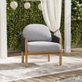 thumbnail image 2 of Outdoor Wood Club Chair – Beige Rope Design with Beige Cushion, Patio Lounge Chair for Backyard, Deck, Poolside, Garden, 2 of 11