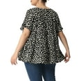 thumbnail image 3 of NOMADIC NOOK Women's Plus Size 2 Pieces Polka Dots Blouses Summer Round Neck Ruffle Sleeve Casual Tiered Peplum Tops 1X Black/White, 3 of 7
