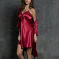 thumbnail image 5 of Diufon Pajamas Nightgown Set for Women Satin Cardigan with Lace Cami Sleepwear Dress 2 Piece Dressy Suits (Large, Red), 5 of 5