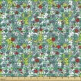 thumbnail image 2 of Ambesonne Cartoon Fabric by the Yard Upholstery, Kawai Bunnies Happy, 2 Yards, Multicolor, 2 of 5