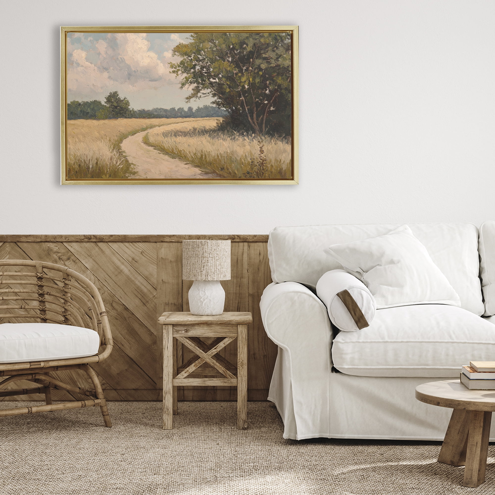 Stupell Industries Peaceful Thinking Path Gold Framed Floater Canvas Wall Art, design by Petal Prints Design