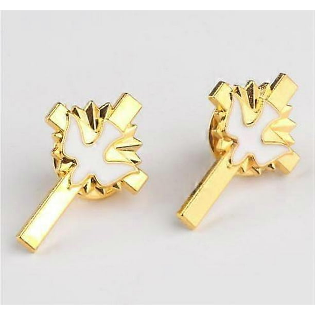 12pcs Cross Lapel Pins: Dove Brooch Set with Enamel Alloy for Funeral Breast Pins Backpack Clothes Bags Hat and Inspirational Accessories