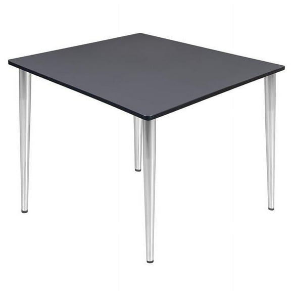 48 in. Kahlo Square Tapered Leg Table, Grey & Chrome