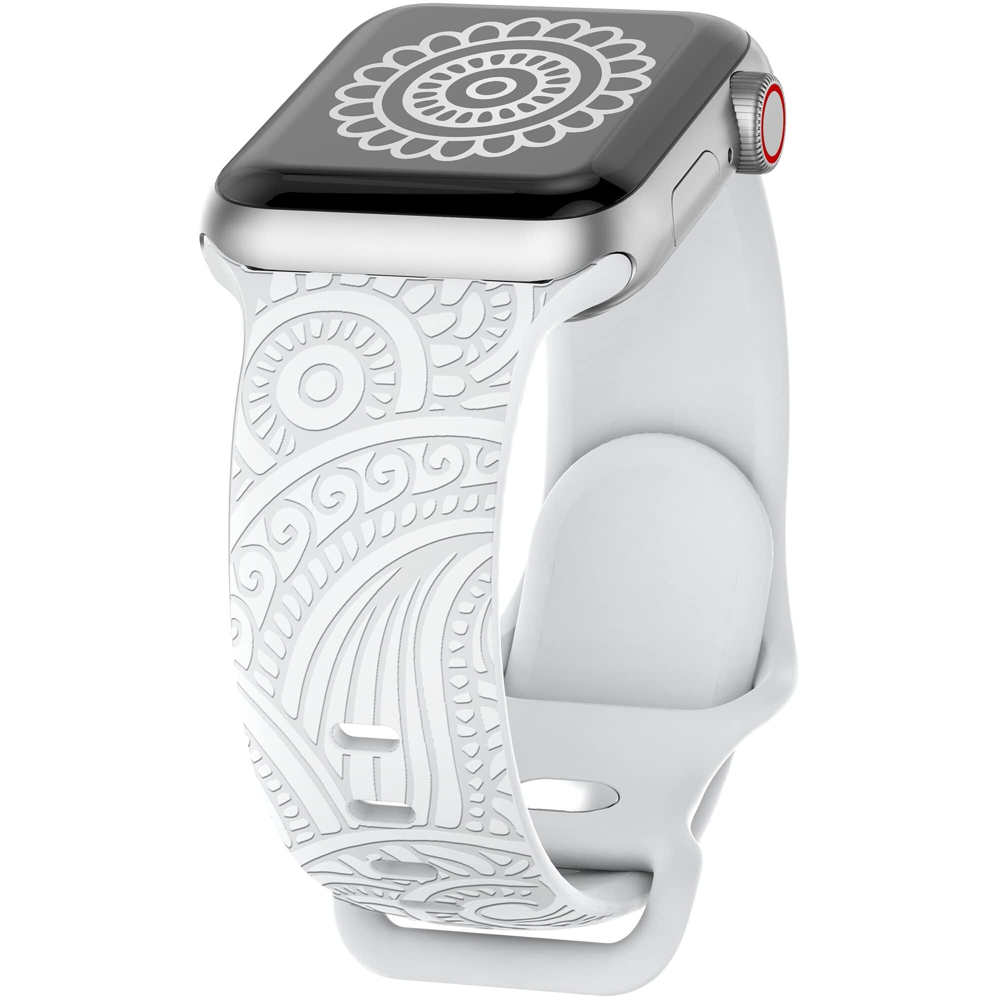 Silver White Boho Chic Apple Watch Band 38 40 41 42 44 45mm