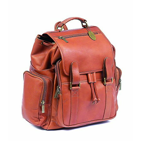 Jumbo Leather Small Laptop Backpack in Saddle