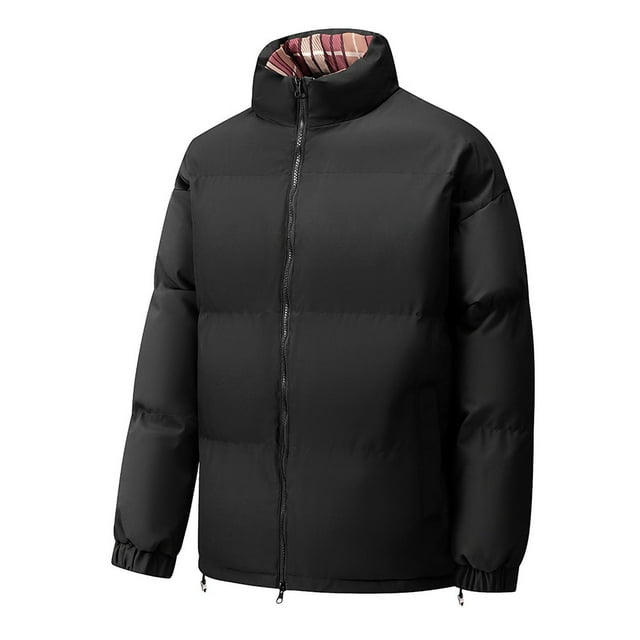 Men's Jacket Long Sleeve Stand Collar Solid Color with Zipper for Casual Sports Wear,Down Jacket Men