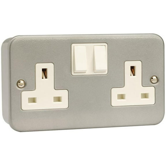 CLICK - 2 Gang DP 13A Metal Clad Switched Socket
