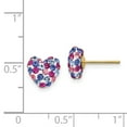 thumbnail image 3 of Primal Gold 14K Yellow Gold Blue Pink White Crystal 8mm Heart Post Earrings, 3 of 5