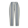 thumbnail image 4 of Frostluinai Womens Capris for Summer Drawstring Elastic Waisted Wide Leg Trousers Capris Plus Size Striped Straight Leg Pants, 4 of 5