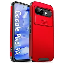 Dteck Case for Google Pixel 9A ,Shockproof TPU PC Slide Camera Cover Protection Case Slim Back Cover for Google Pixel 9A ,Red