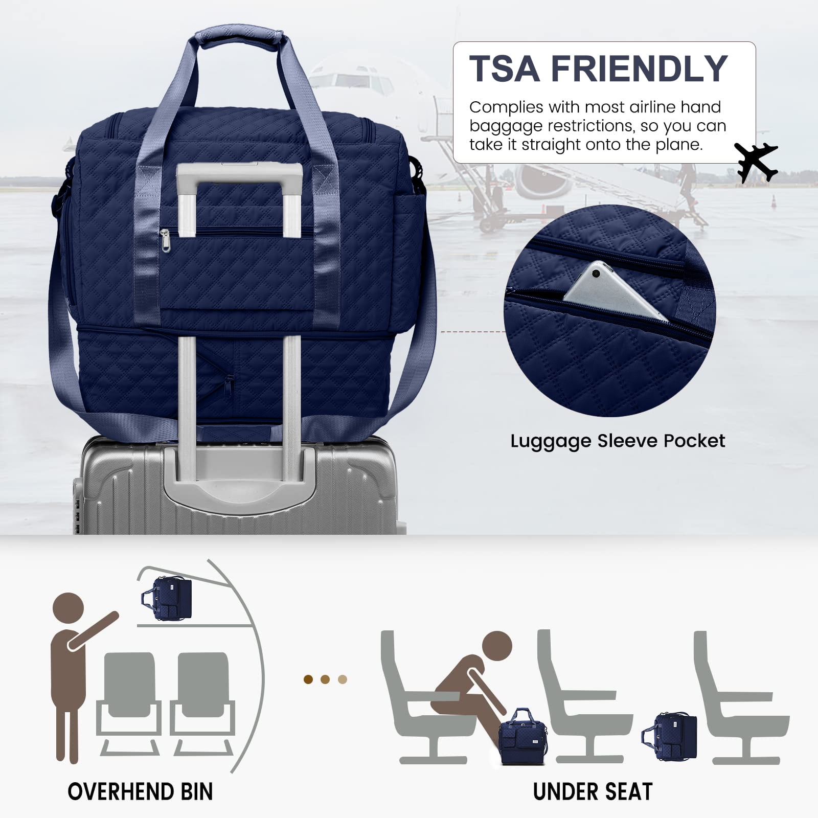 Gynky Travel Duffle Bag Weekender Bags for Women with Shoe Compartment Carry on Overnight Bag with Toiletry Bag Hospital Bag for Labor and Delivery Weekender Overnight Bag for Trave Sport Hospital