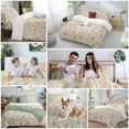 thumbnail image 5 of Pink Christmas Tree Bedding Duvet Cover Set Queen Size 4 Pieces Vintage Yellow Star Snowflakes Winter Bedding Set with Zipper Closure, 1 Comforter Cover 90x92 Inches 1 Flat Sheet & 2 Pillow Cases, 5 of 7