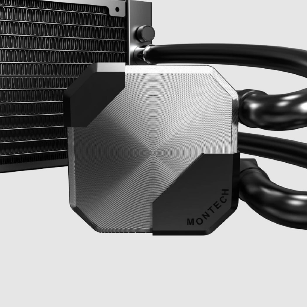 MONTECH HyperFlow Silent 240 Black Ultra-Quiet AIO Liquid CPU Cooler, 3100RPM Pump, Triple Silent Fans, High-Efficiency Radiator for Superior Heat Dissipation, Intel & AMD Compatible, ARGB-Free