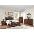 thumbnail image 6 of Bed Frame Formal Traditional Dark Cherry 1pc Eastern King Size Bed Tufted Faux Leather Headboard Footboard Bedframe, 6 of 7