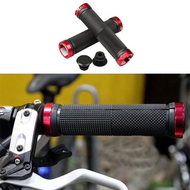 Bike Handlebar Grips with Secure Double Lock-On Alloy Ends and Non- Rubber for Enhanced Control