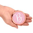 thumbnail image 3 of Koyal Wholesale Rose Gold Compact Mirror Bridesmaid's Wedding Gift, Blush Pink, Monogram Letter B, 1-Pack, 3 of 5