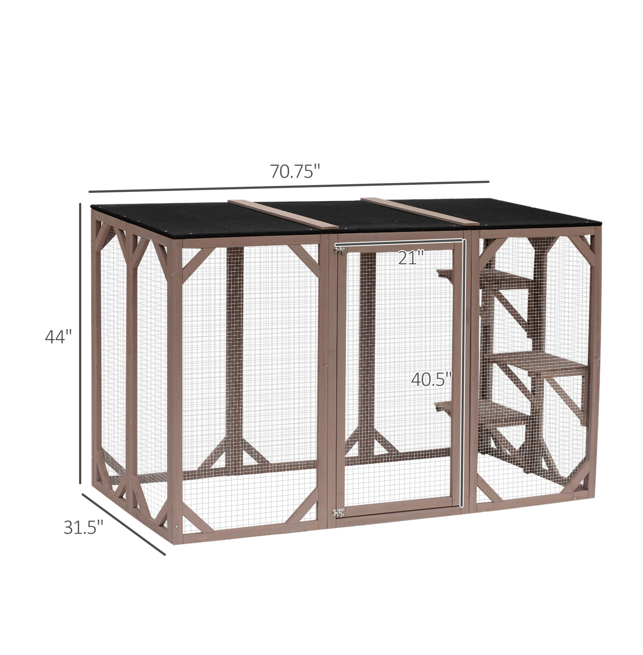 Outdoor Cat House Catio Wooden Feral Cat Shelter 71" Large Door Weatherproof