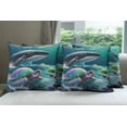 thumbnail image 6 of Ambesonne Nautical Throw Pillow Cover 4 Pack, Trippy Turtle with a Whale, 20", Teal Multicolor, 6 of 7