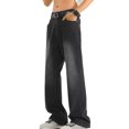 thumbnail image 6 of lkfuzj Men's Vintage Gradient Denim Pants with Elastic Waist - All Season Breathable Polyester Casual, Beach, Sleepwear, Outdoor Activities for Men & Unisex, 6 of 6