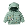 thumbnail image 2 of Spazoro Toddler Girls Hooded Puffer Jacket, Animal Print Soft Zip Up Long Sleeve Lightweight Warm Winter Outerwear for Little Girls Green Size 5-6, 2 of 9