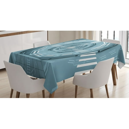 

Outer Space Decor Tablecloth Spaceship Earth Corridor Adventure to Cosmos Ufo Lands Architecture Walls Rectangular Table Cover for Dining Room Kitchen 60 X 90 Inches Blue by Ambesonne