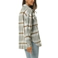 thumbnail image 3 of INSPIRE CHIC Womens' Fall Winter Button Front Closure Long Sleeve Plaid Jacket with Pockets XL Grey, 3 of 6