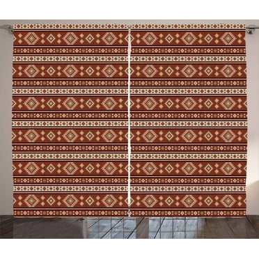 Ambesonne Afghan Curtains 2 Panel Set, Timeless Rhombus Motifs, 108" x 96", Multicolor