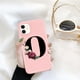thumbnail image 1 of Funda de teléfono de silicona con letra inicial de Ottwn para iPhone 11 Pro 12 Pro Max X XR XS Max 7 8 Plus, funda trasera de TPU suave con flor rosa Retro Tan Jianjun unisex, 1 of 2