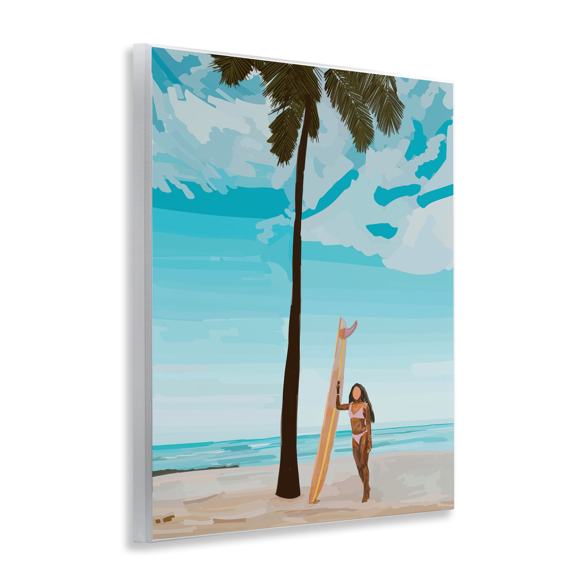 Stupell Industries Tropical Beach Day Girl Nautical & Beach Painting Unframed Art Print Wall Art, 11 x 14