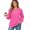 Pink, variant on HIOK 2026 Crewneck Sweatshirt with Cable-Knit Patchwork Sleeves, Lightweight Loose-Fit Tunic for Casual Winter Layering