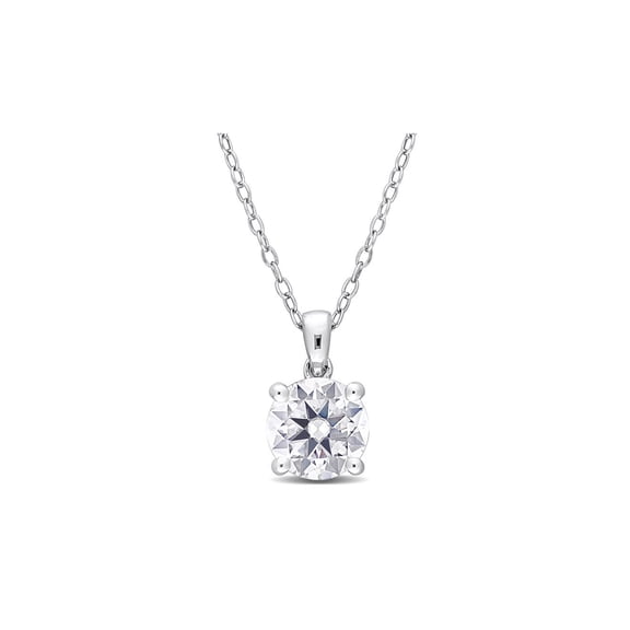 1.85 Carat (Ctw) Lab-Created Moissanite Solitaire Pendant Necklace in Sterling Silver with Chain (8mm) for Women
