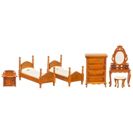 Town Square Miniatures Walnut Twin Bedroom Set