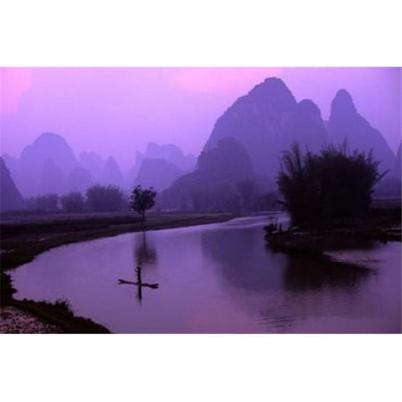 Danita Delimont PDDAS07BBA0103 Aerial Scenic of The Fishermen & Limestone Mountains Gulin China Poster Print by Bill Bachmann, 37 x 25