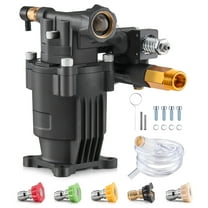 KFFKFF Power Washer Pump, Horizontal 3/4" Shaft, 3500 PSI, 2.5GPM, Substitute Washer Pumps Set with 5 Nozzles, Hardware and Siphon Tube, Suitable for Simpson, Honda, Troy-Bilt, Generac